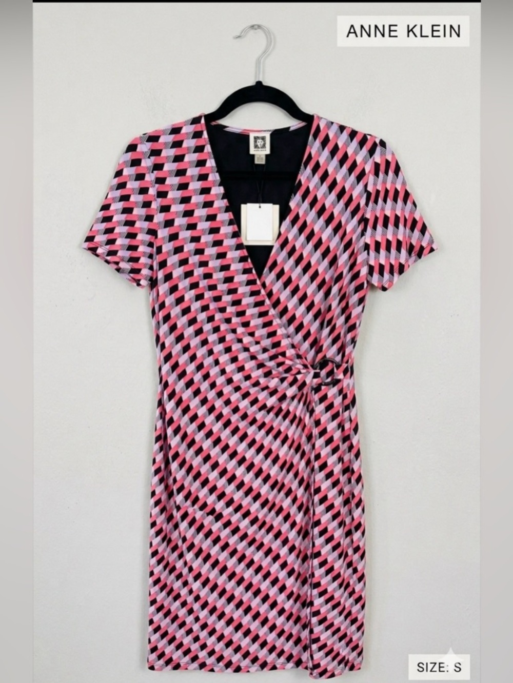 Anne Klein Pink and Black Geometric Dress size small